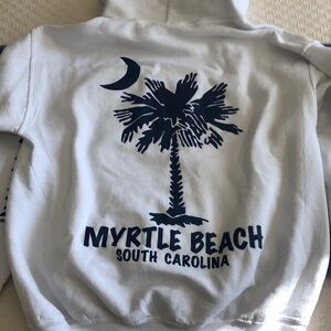 Gildan White Hoodie with Blue Print